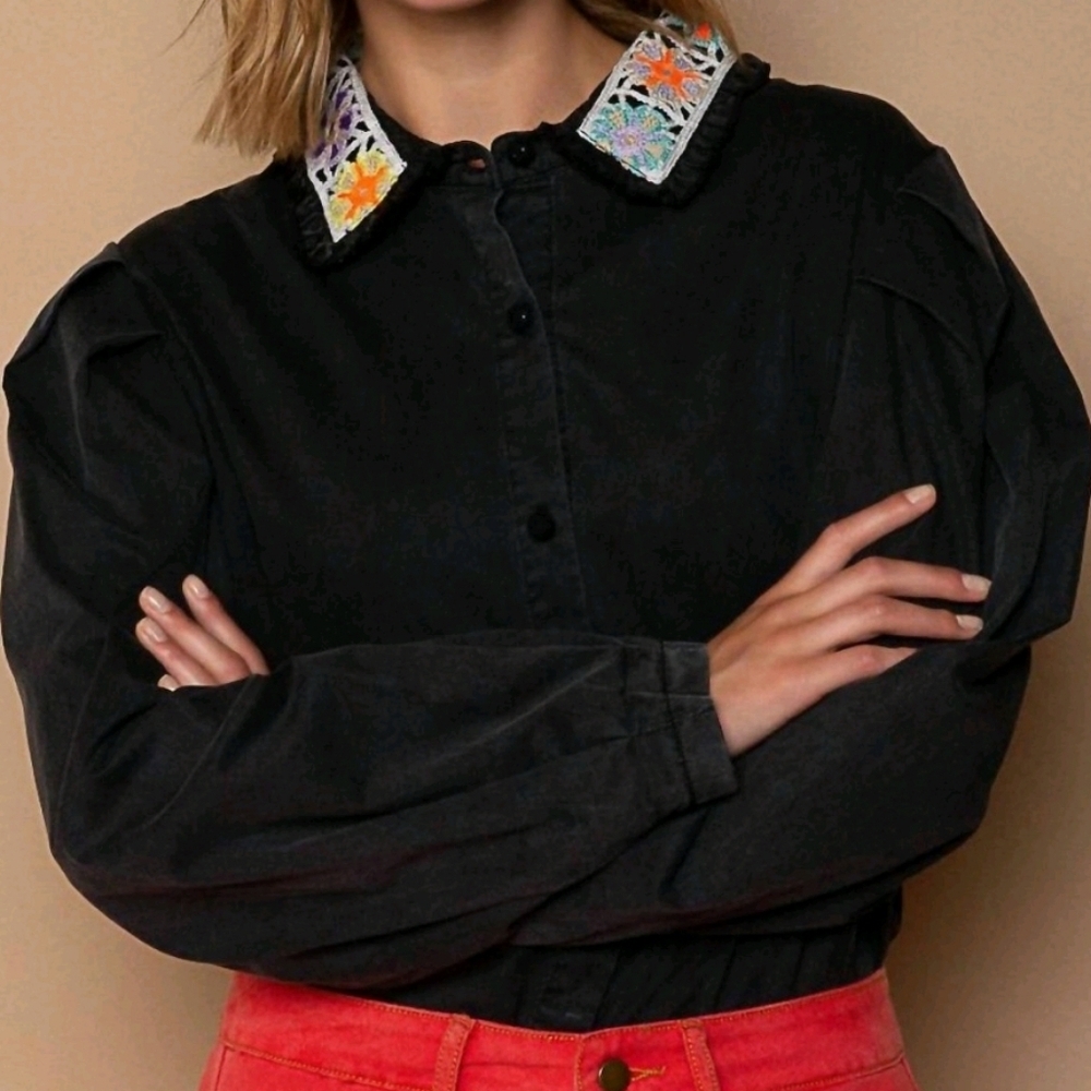 POL Granny Square Poplin Shirt